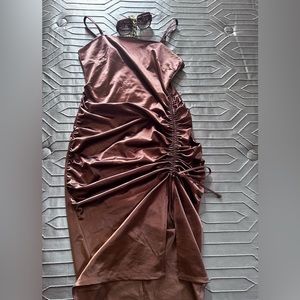 SEXY BROWN MIDI DRESS